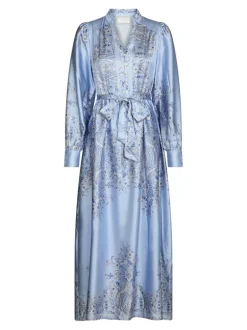 Nova Paisley Border Dress Light Blue