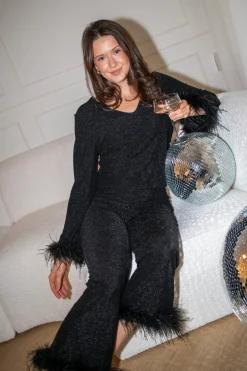 Peach Pants Black Glitter