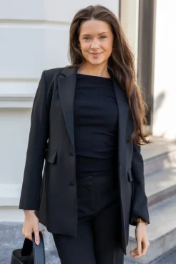 Petronella Rib Boatneck Black