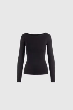 Petronella Rib Boatneck Black