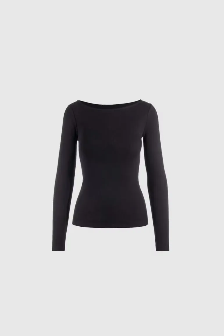 Petronella Rib Boatneck Black