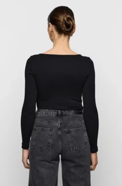 Petronella Rib Boatneck Black