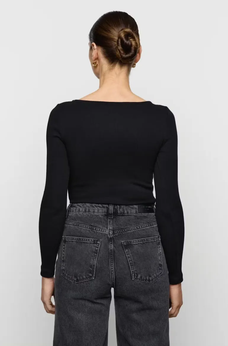 Petronella Rib Boatneck Black