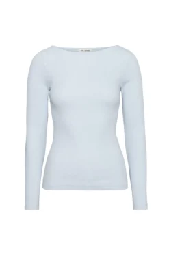Petronella Rib Boatneck Light Blue