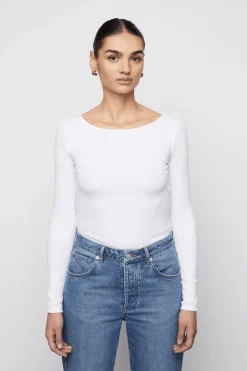 Petronella Rib Boatneck White