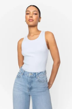 Pia Rib Singlet Light Blue