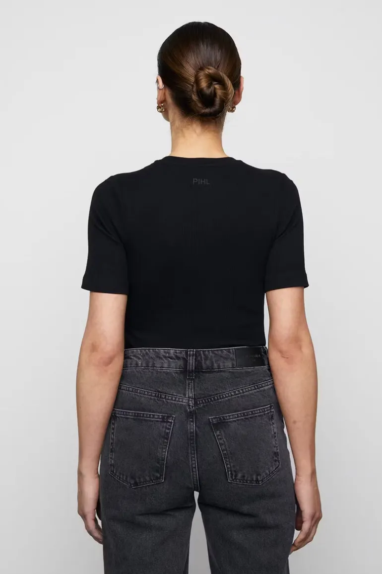 Pippa Rib Tee Black
