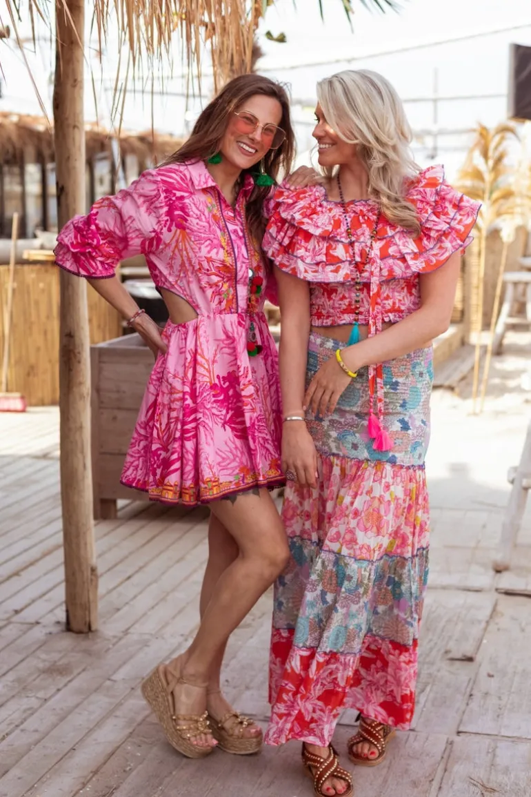 Print Long Skirt Chiffon mix