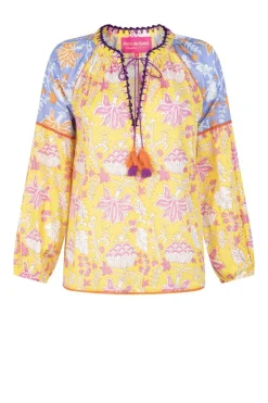 Print Top Yellow Lila Print