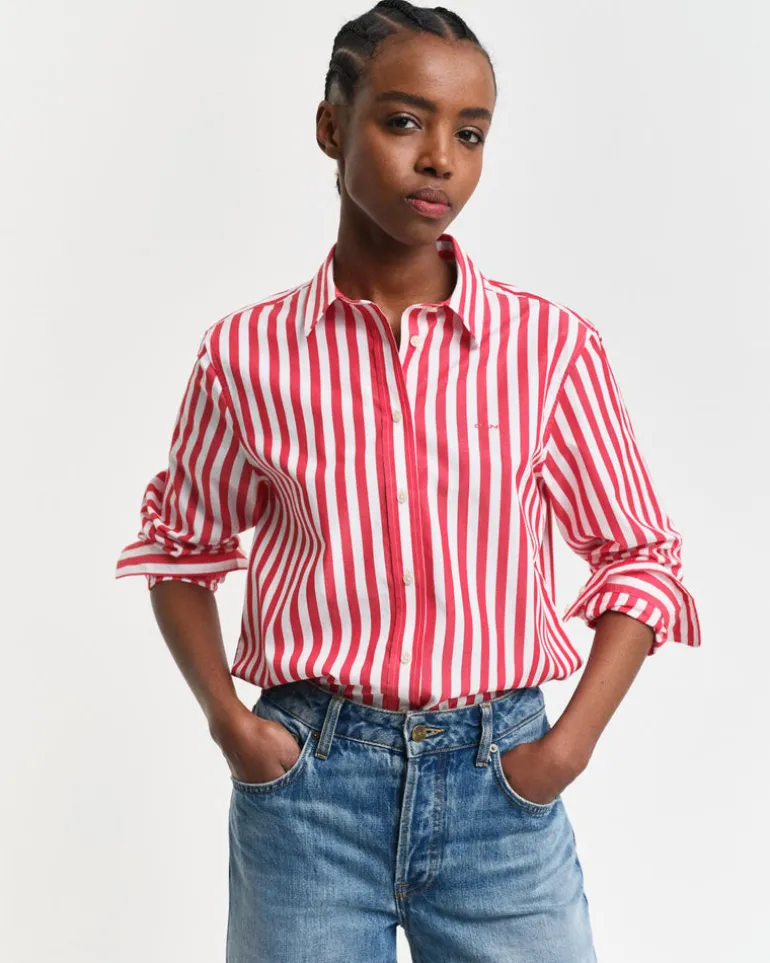 Regular Fit Wide Striped Poplin Shirt Bright Bed