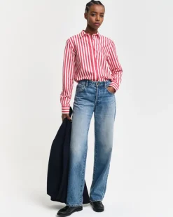 Regular Fit Wide Striped Poplin Shirt Bright Bed