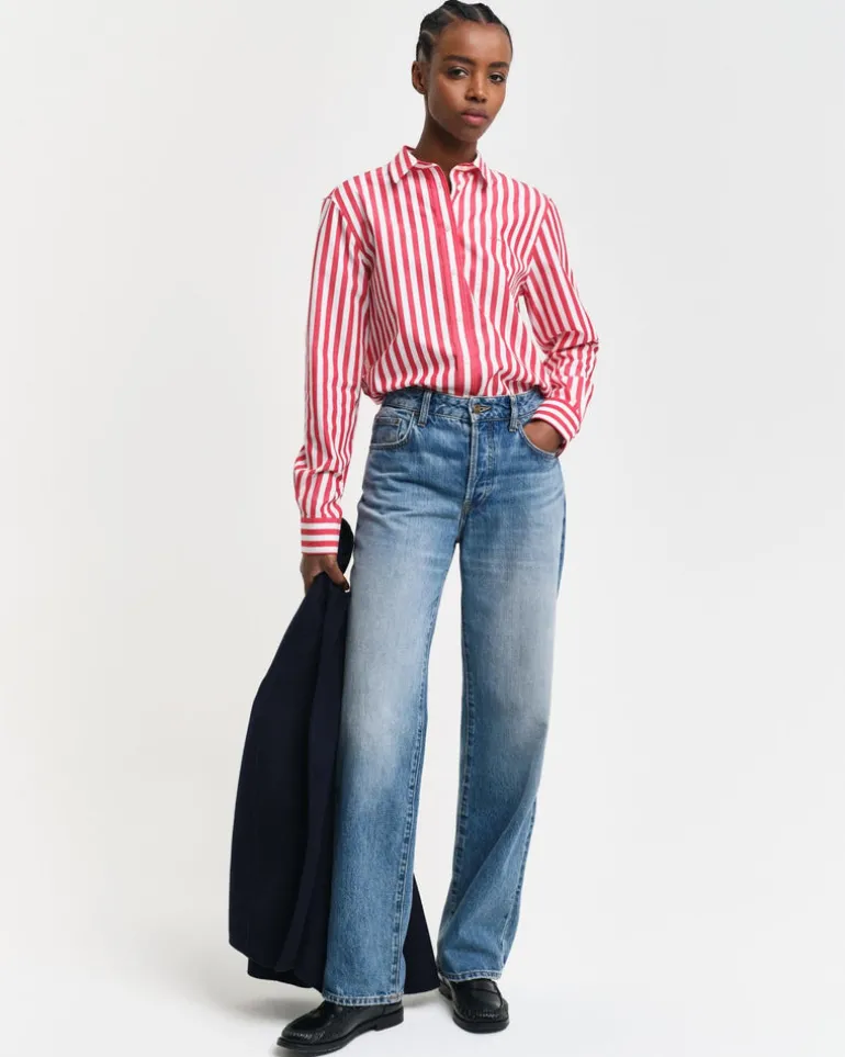 Regular Fit Wide Striped Poplin Shirt Bright Bed