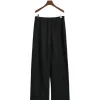 Relaxed Fit Linen Blend Pull-On Pants Black