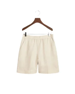 Relaxed Fit Linen Blend Pull-On Shorts Putty