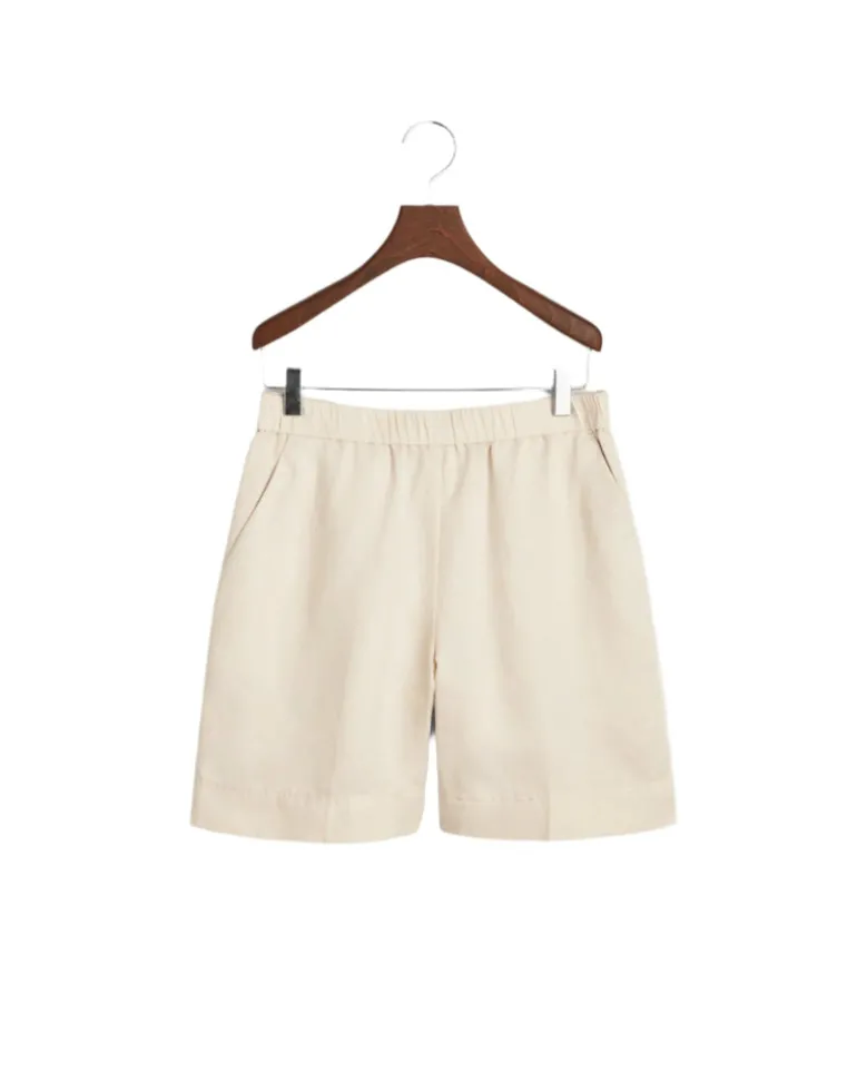 Relaxed Fit Linen Blend Pull-On Shorts Putty