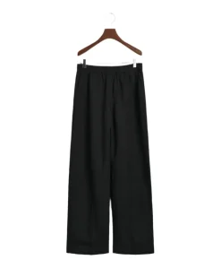 Relaxed Fit Linen Blend Pull-On Pants Black
