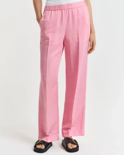 Relaxed Fit Linen Blend Pull-On Pants Geranium Pink