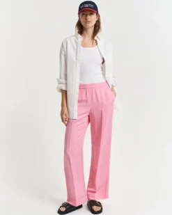 Relaxed Fit Linen Blend Pull-On Pants Geranium Pink