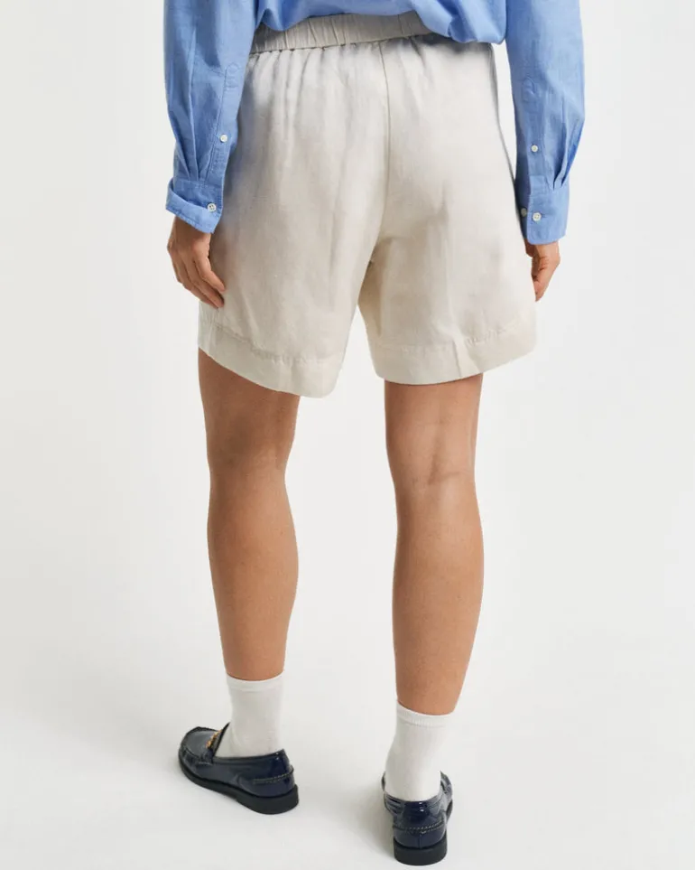 Relaxed Fit Linen Blend Pull-On Shorts Putty