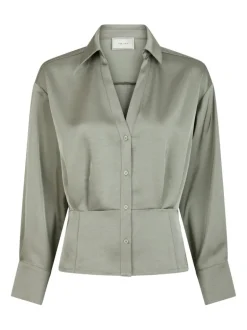 Risisa Heavy Sateen Shirt Smoke Green