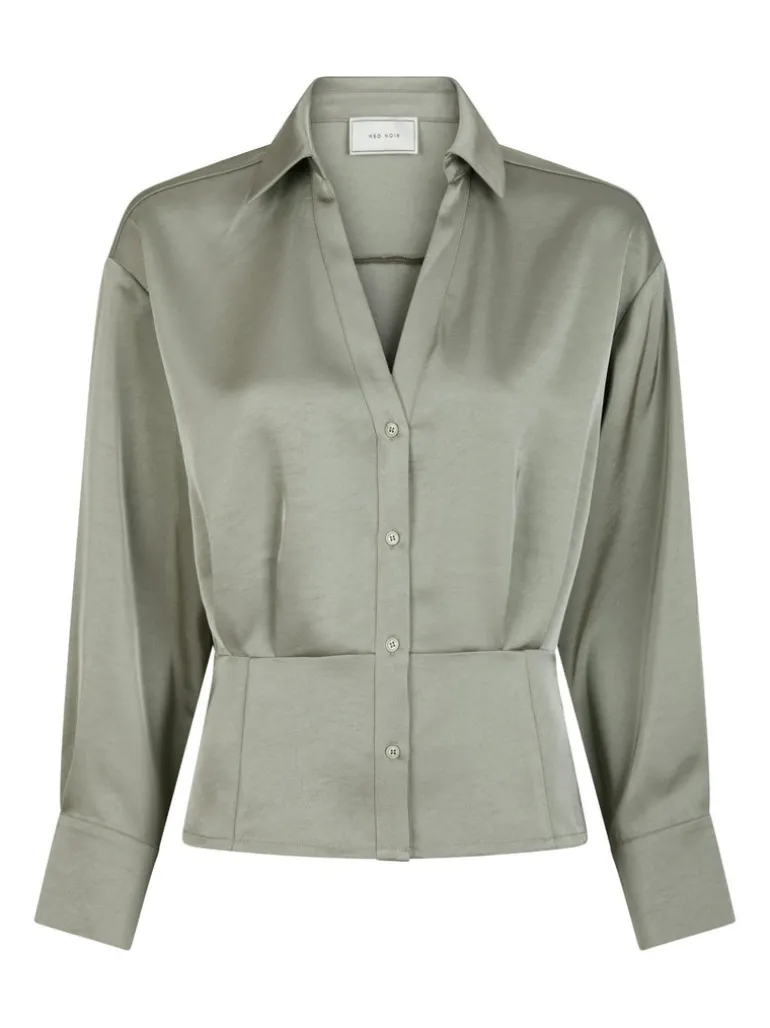 Risisa Heavy Sateen Shirt Smoke Green