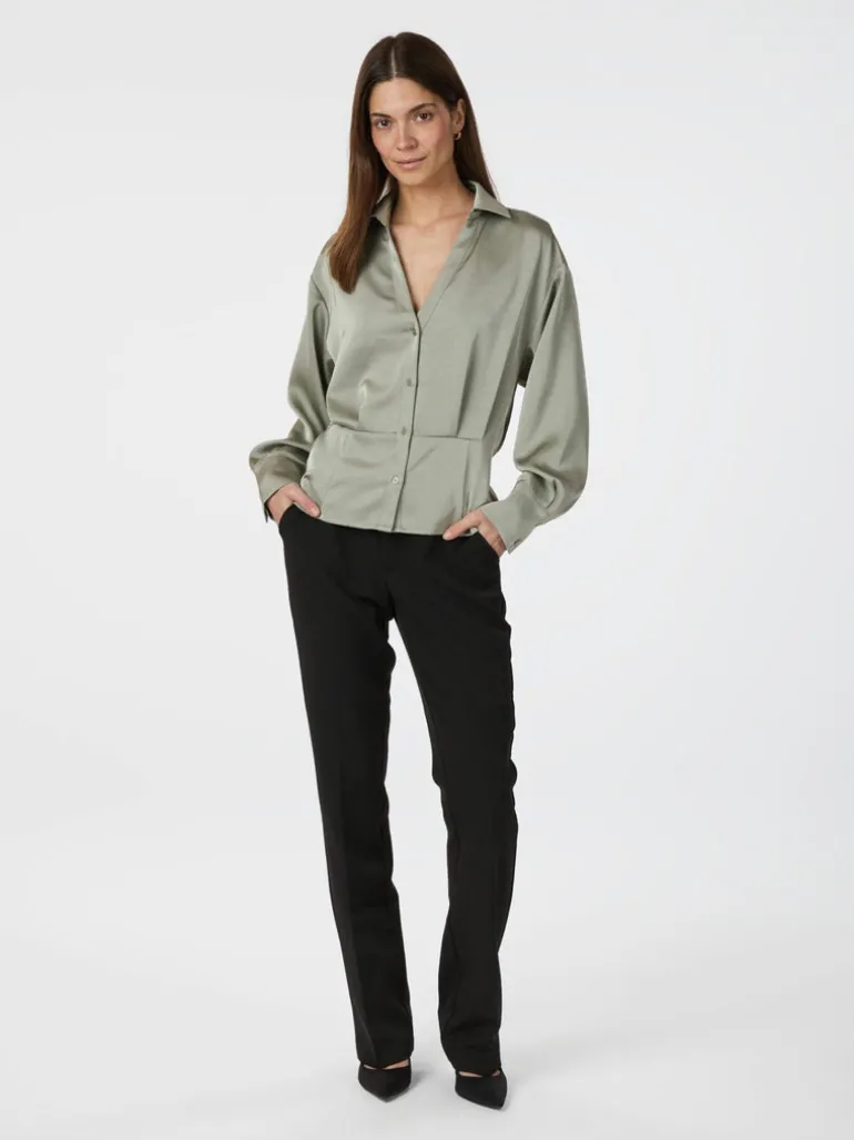 Risisa Heavy Sateen Shirt Smoke Green