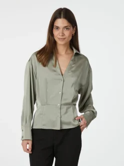 Risisa Heavy Sateen Shirt Smoke Green