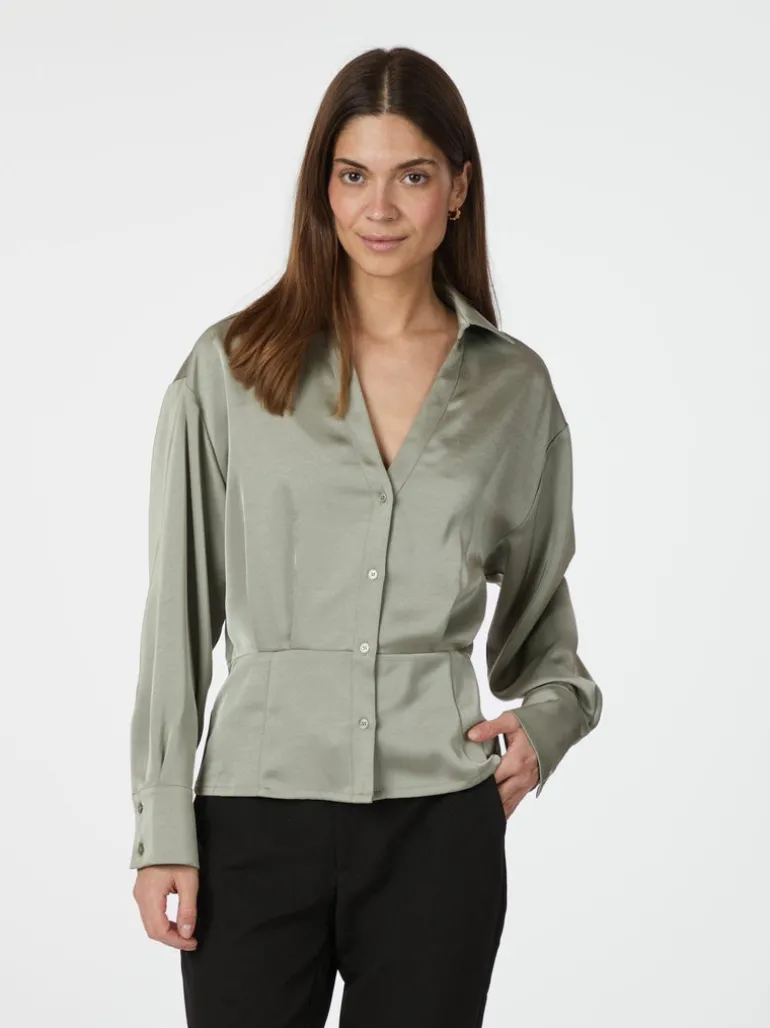 Risisa Heavy Sateen Shirt Smoke Green