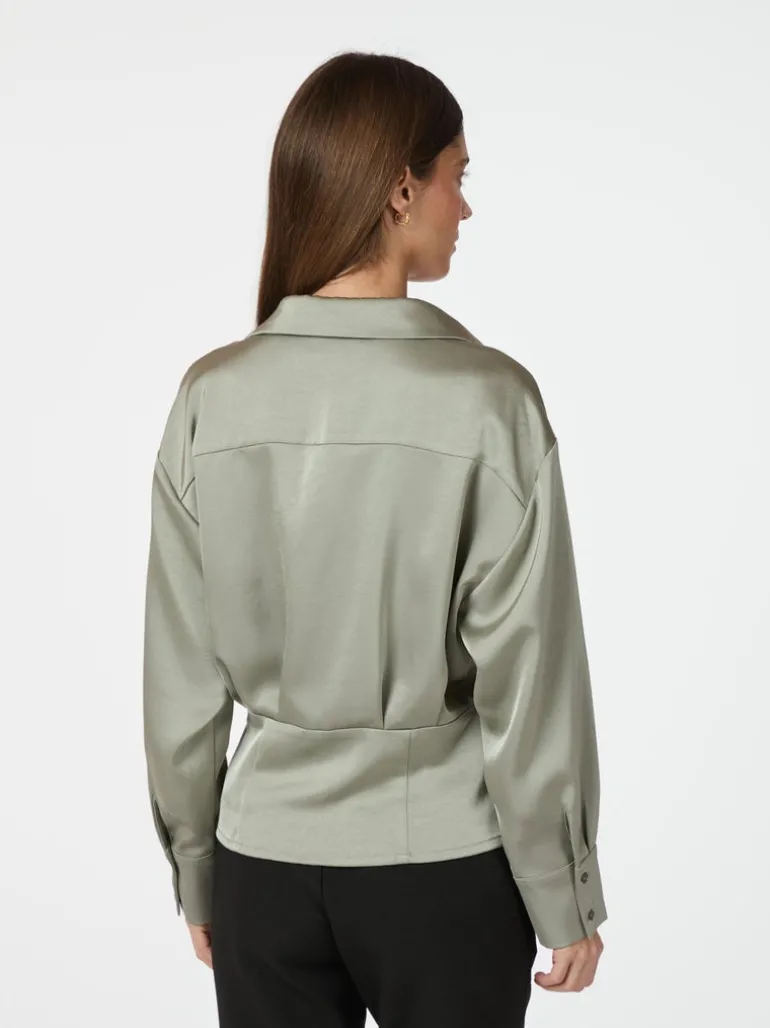 Risisa Heavy Sateen Shirt Smoke Green