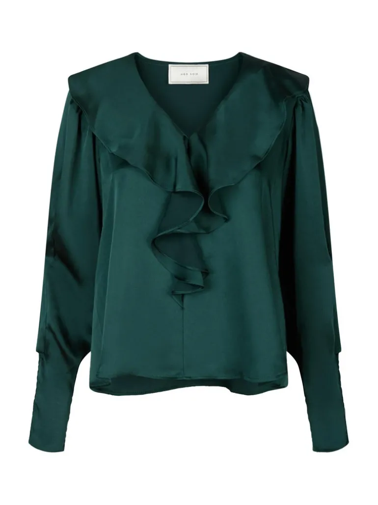 Sandie Sateen Blouse Dark Green