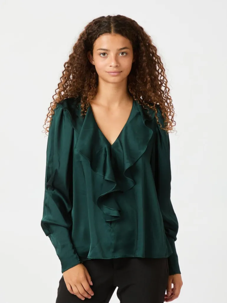 Sandie Sateen Blouse Dark Green