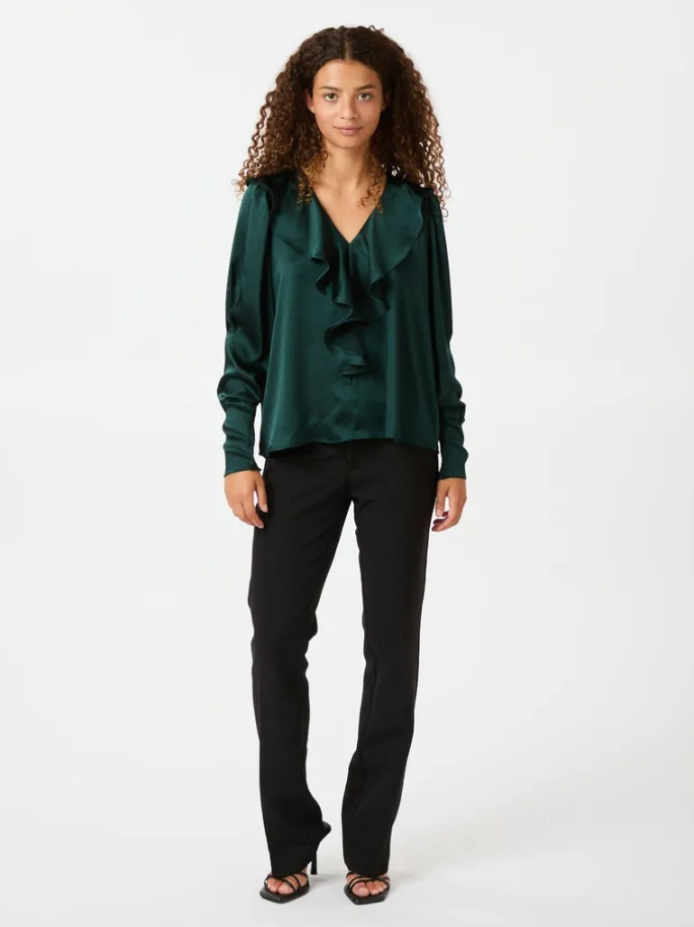 Sandie Sateen Blouse Dark Green