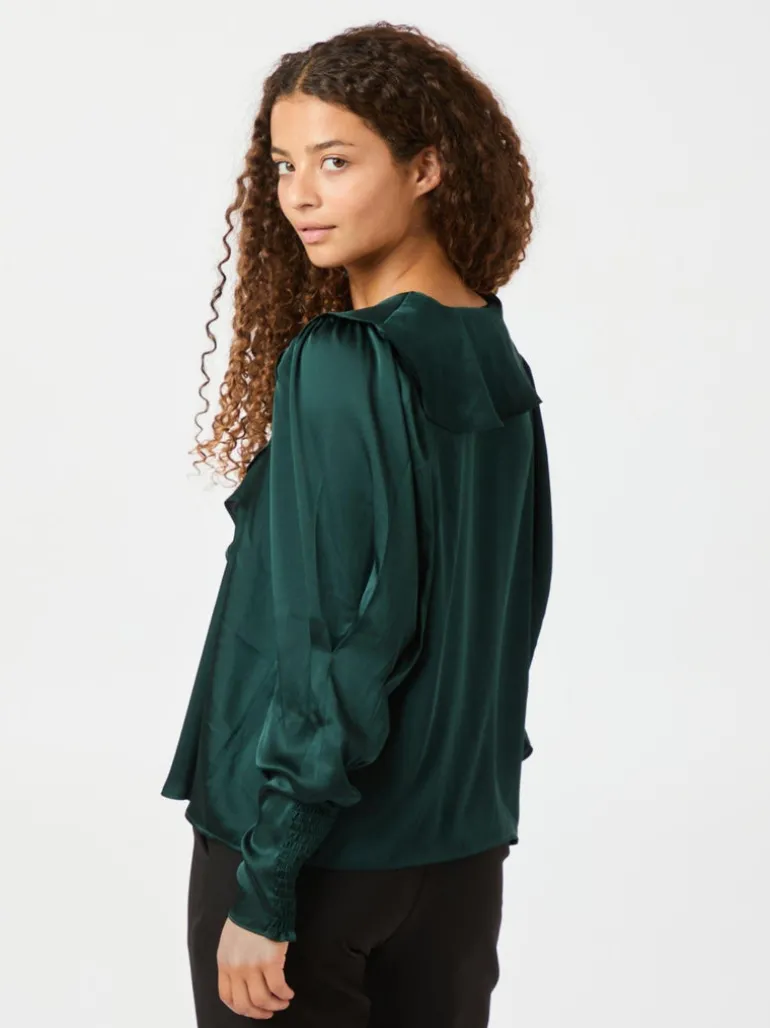 Sandie Sateen Blouse Dark Green