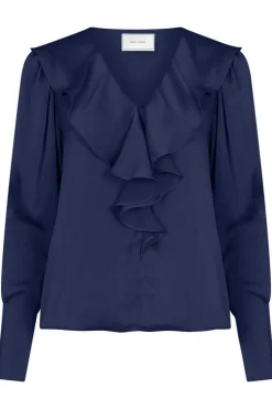 Sandie Sateen Blouse Navy