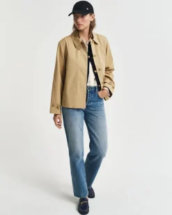 Short Cotton Car Coat Oak Beige