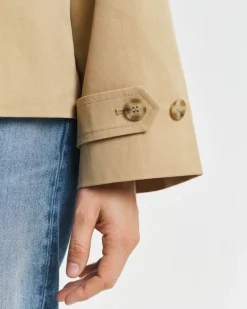 Short Cotton Car Coat Oak Beige