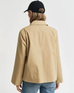 Short Cotton Car Coat Oak Beige