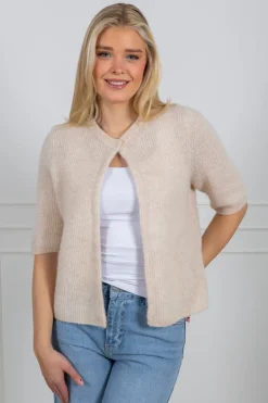 Sia Ras 2/4 Rib Knit Cardigan Birch Melange