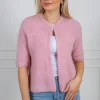 Sia Ras 2/4 Rib Knit Cardigan Bleached Mauve Melange