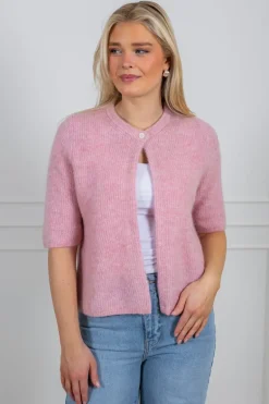 Sia Ras 2/4 Rib Knit Cardigan Bleached Mauve Melange