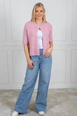 Sia Ras 2/4 Rib Knit Cardigan Bleached Mauve Melange