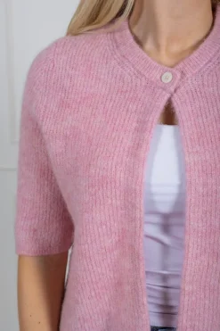 Sia Ras 2/4 Rib Knit Cardigan Bleached Mauve Melange