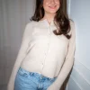 Sia Ras Ls Knit O-Neck Cardigan Birch Melange