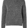 Sia Ras Ls Knit O-Neck Medium Grey Melange