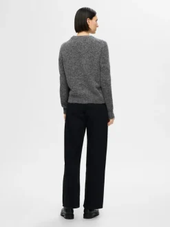 Sia Ras Ls Knit O-Neck Medium Grey Melange