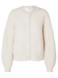 Sia Ras Ls Knit Pocket Cardigan Birch Melange