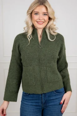 Sia Ras Ls Knit Zipper Cardigan Duffel Bag Melange