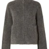 Sia Ras Ls Knit Zipper Cardigan Medium Grey Melange