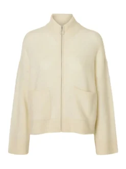 Sia Ras Ls Knit Zipper Cardigan Snow White Melange