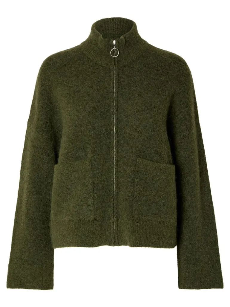 Sia Ras Ls Knit Zipper Cardigan Duffel Bag Melange